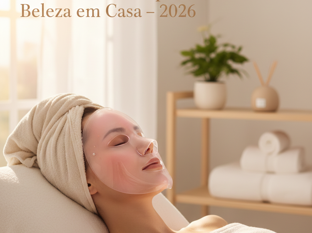 Máscara de LED para beleza em casa 2026 em uso