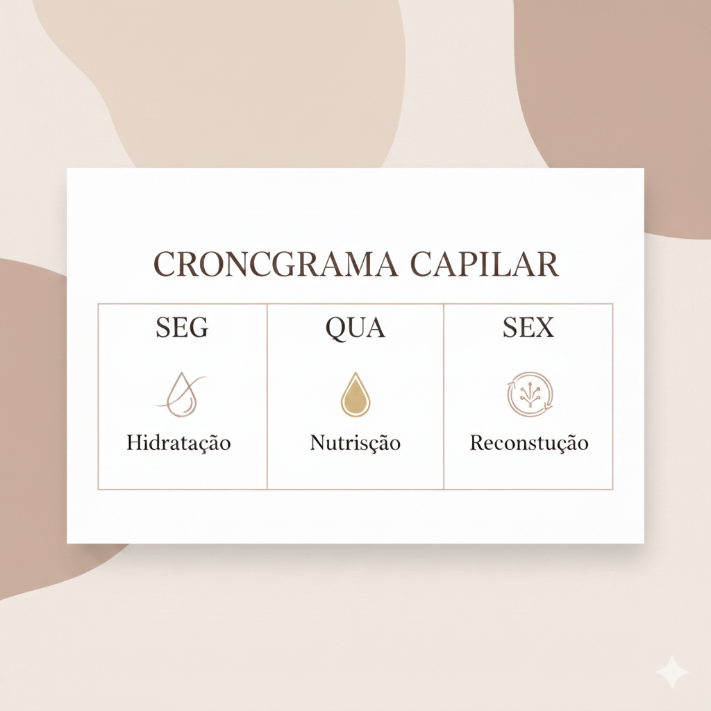 Tabela de cronograma capilar para cabelos danificados com hidratação, nutrição e reconstrução