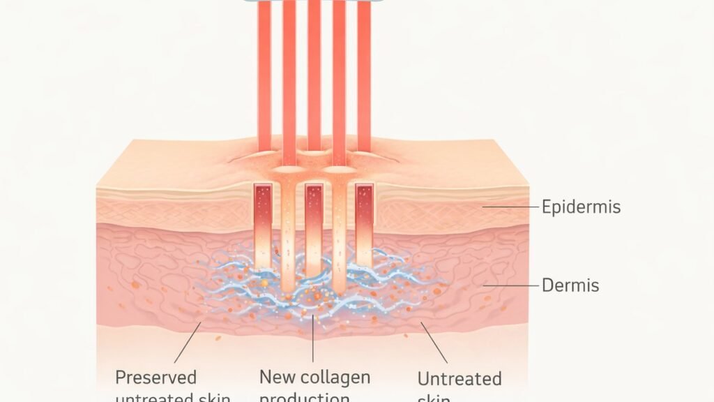 Como funciona o laser fracionado na pele estimulando colágeno para melhorar cicatriz

