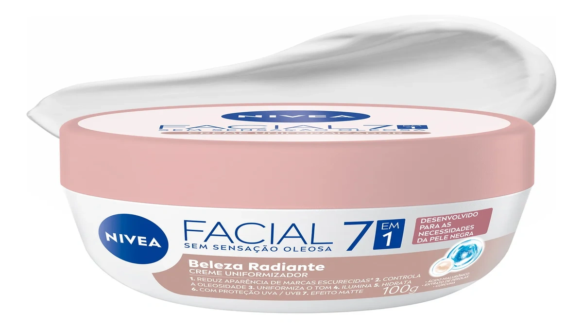 Creme facial Nivea Beleza Radiante 100g para hidratação e uniformização da pele