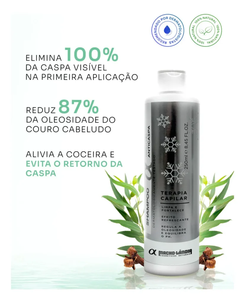 Shampoo antiseborreia e anticaspa You Man City View 250ml para controle da oleosidade e descamação