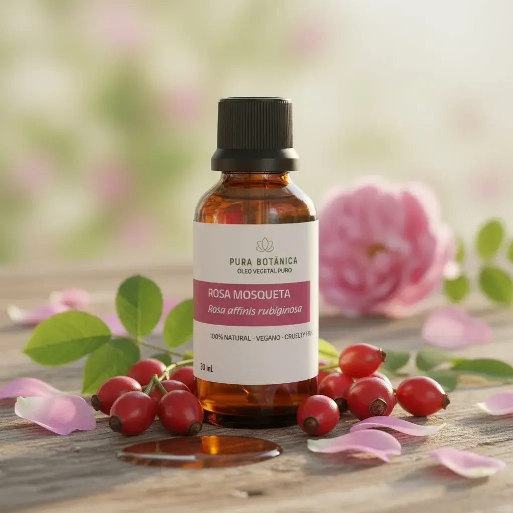Óleo de Rosa Mosqueta 100% puro para clareamento natural.