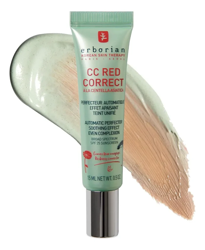 CC Cream Erborian Red Correct com Centella Asiática para cobertura natural e tratamento.