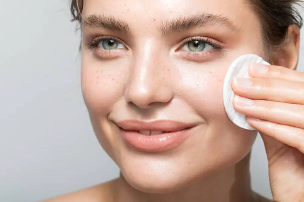Mulher utilizando o Medicube Zero Pore Pad 2.0 durante a rotina de skincare