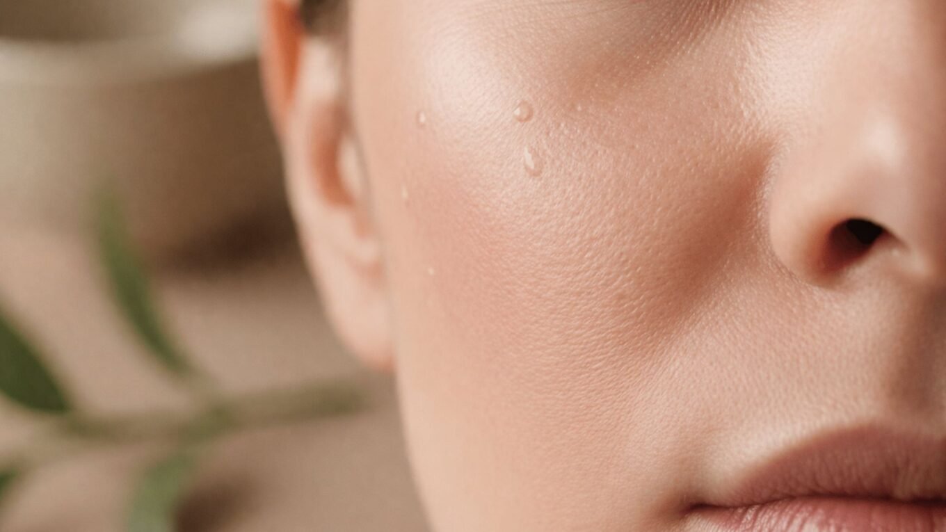 poros dilatados no rosto close up da pele