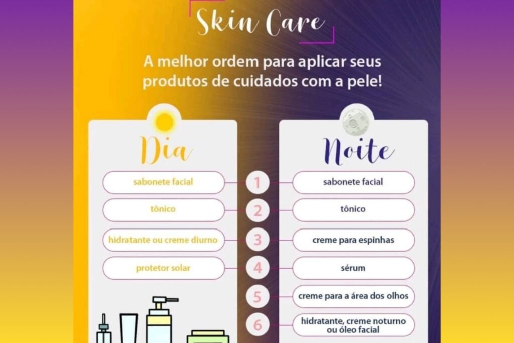 rotina de skincare segura dia e noite ordem correta