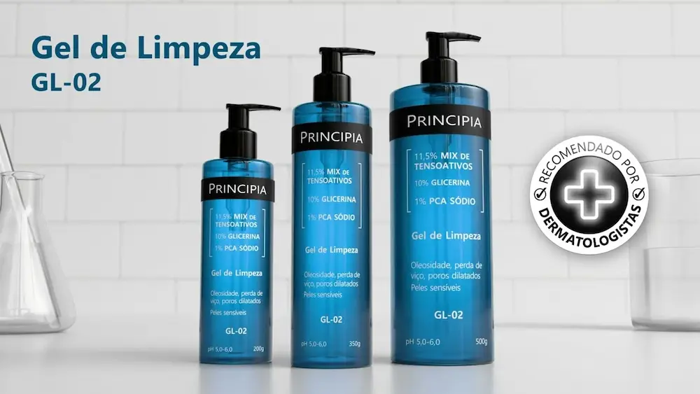 Gel de Limpeza GL-02 da Principia indicado para pele normal, seca e sensível.