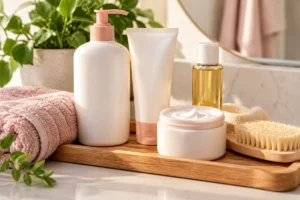 Body care com produtos para rotina de skincare corporal